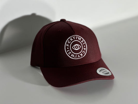 Premium Bordeaux Cap Baseball Style White ROUND Logo