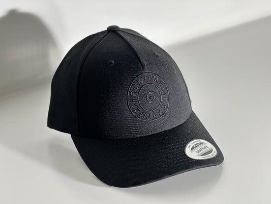 Premium Black Cap Baseball Style Black ROUND Logo
