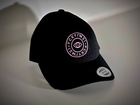 Premium Black Cap Baseball Style Pink ROUND Logo
