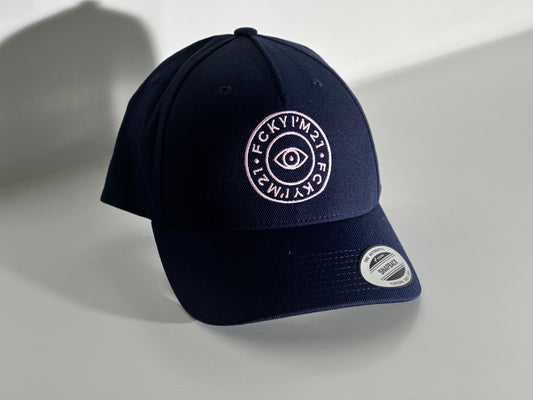 Premium Navy Cap Baseball Style Pink ROUND Logo