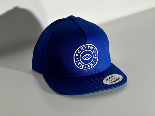 Premium Royal Blue Cap Baseball Style White ROUND Logo