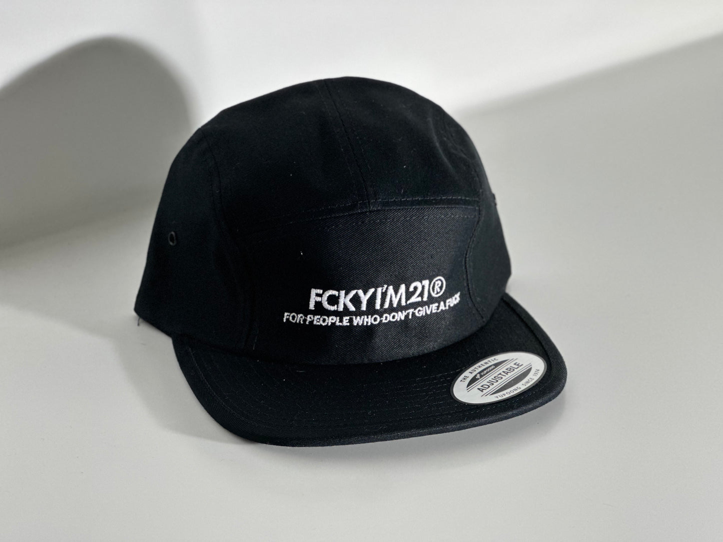 Premium Black Cap Jockey Style White FCKYIM21 Logo