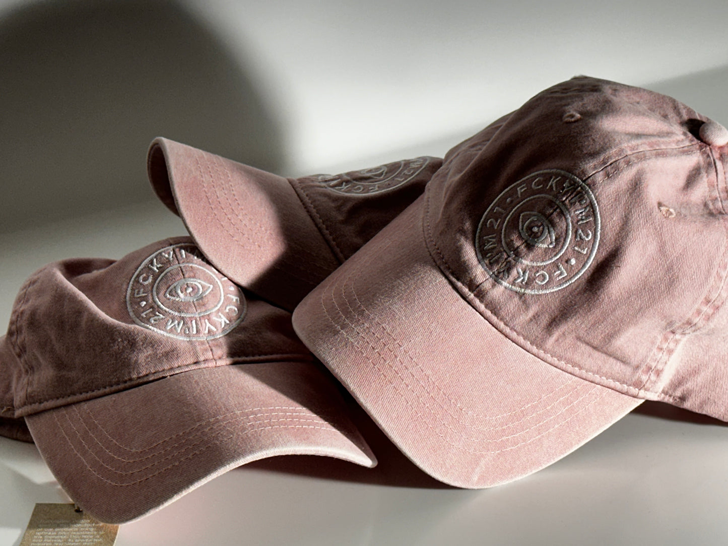 Premium Soft Pink Cap Baseball Style White ROUND Logo