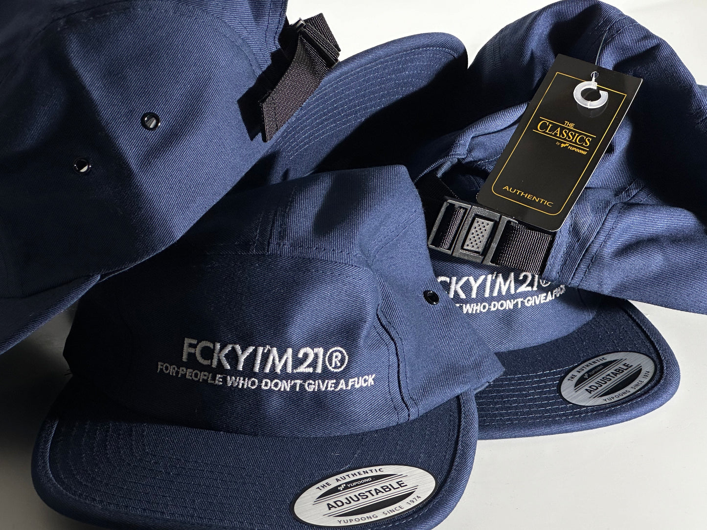 Premium Navy Cap Jockey Style White FCKYIM21 Logo
