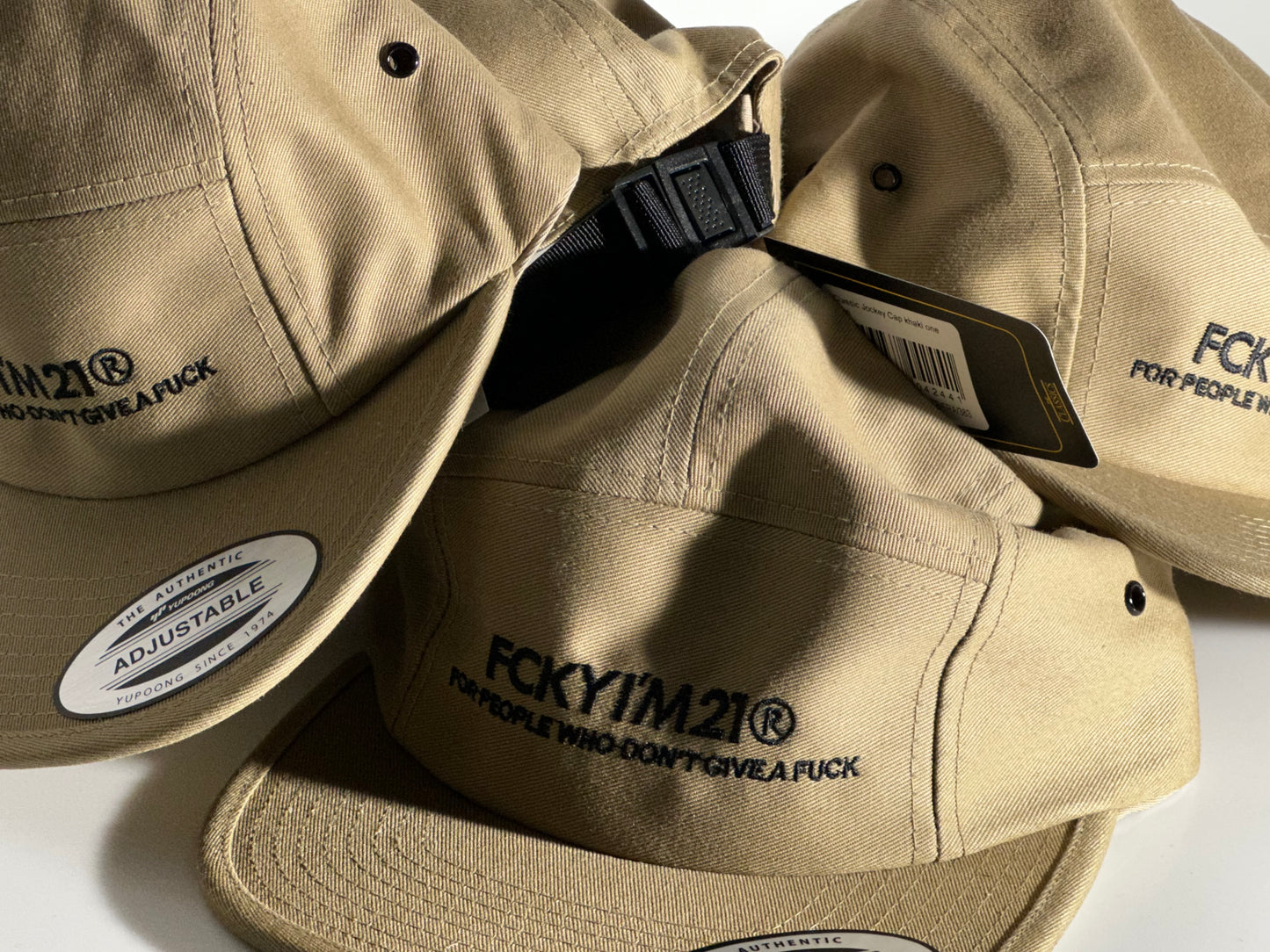 Premium Kaki Cap Jockey Style Black FCKYIM21 Logo