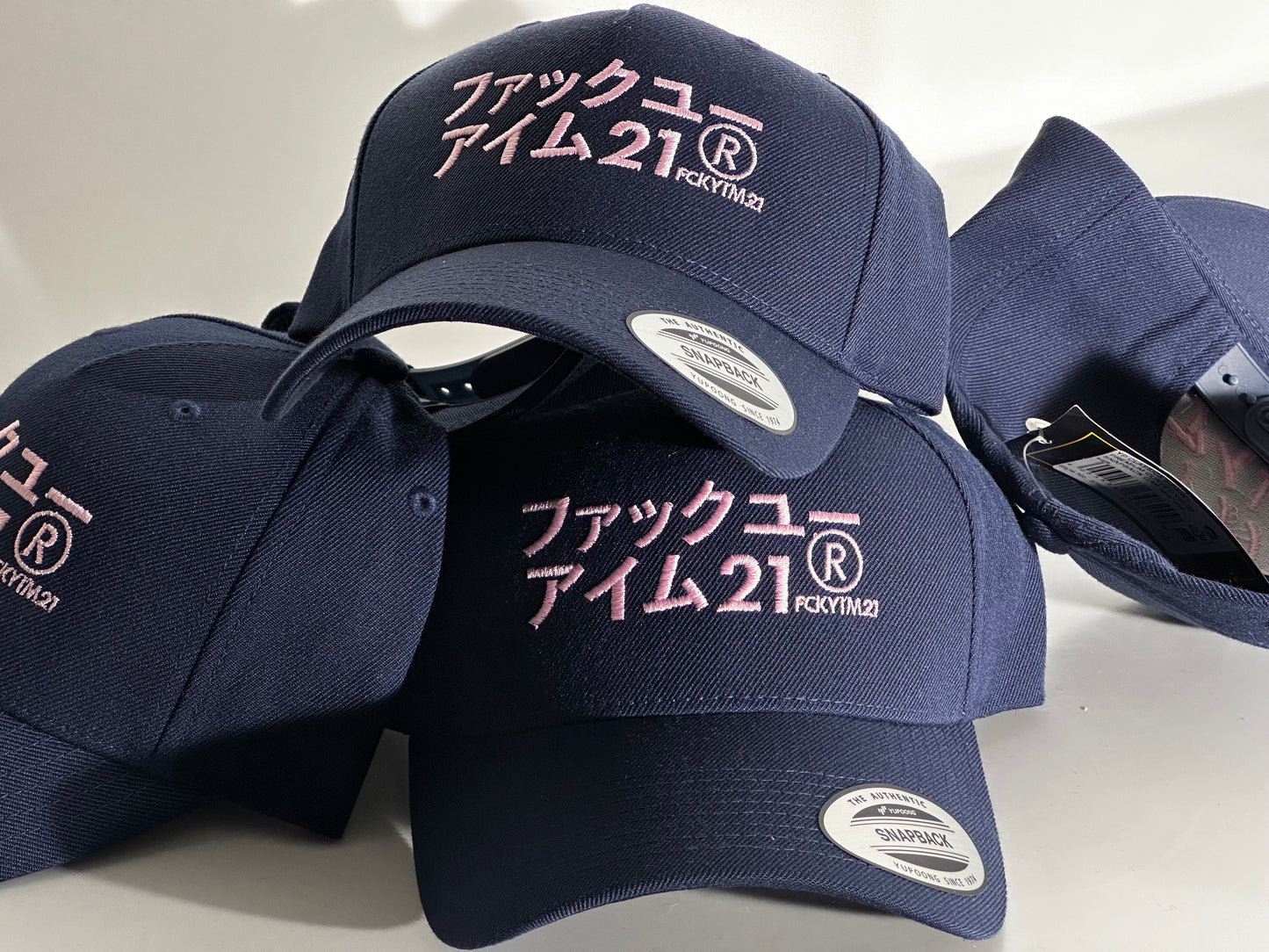 Premium Navy Cap Baseball Style Pink JAPAN Logo