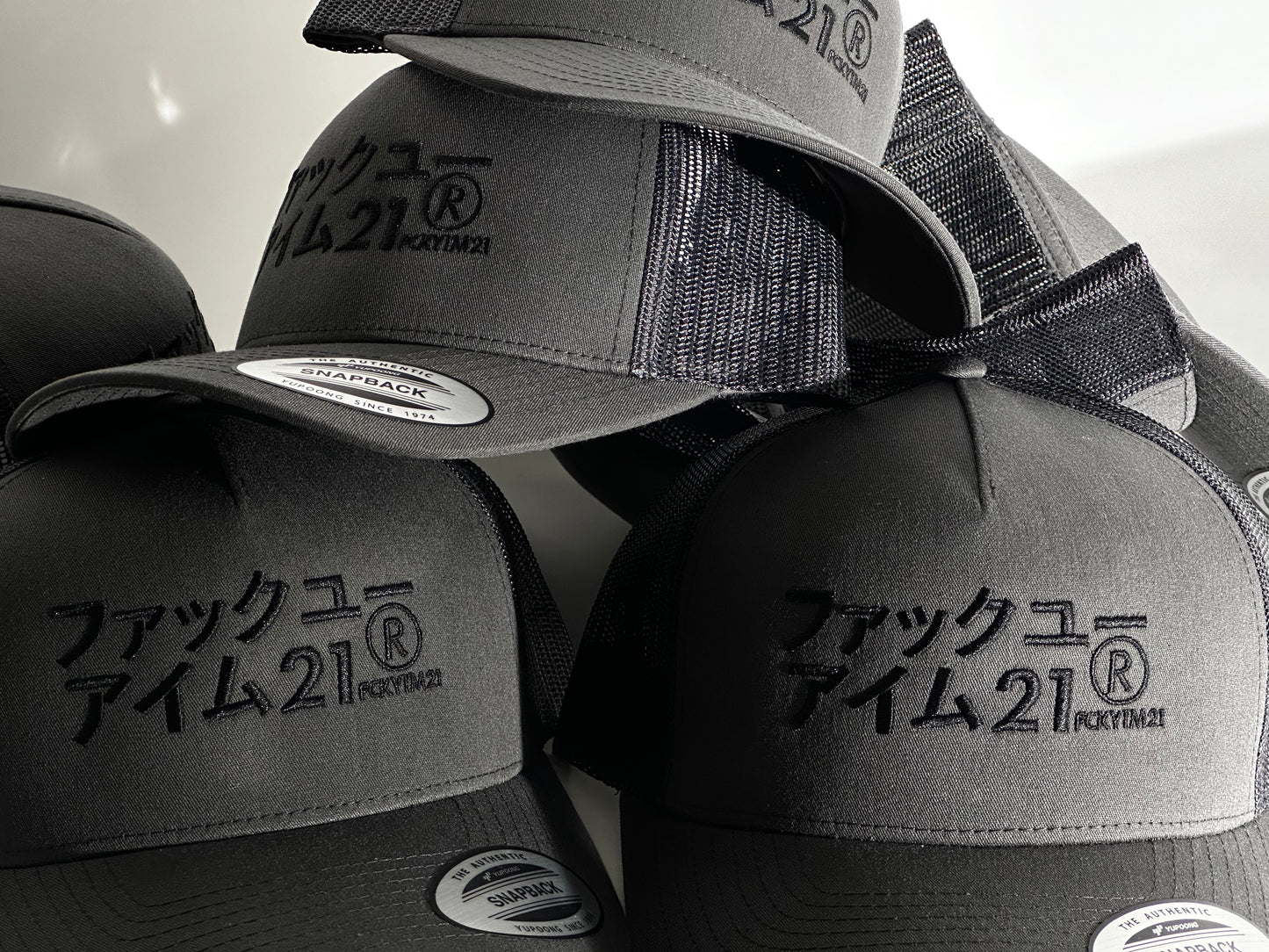 Premium Dark Grey Cap Trucker Style Black JAPAN Logo