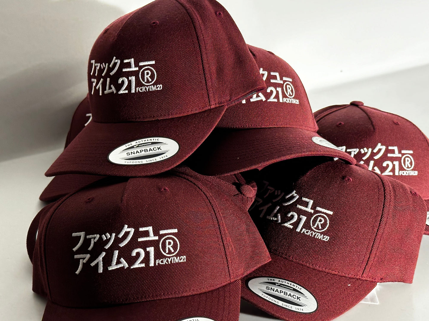 Premium Bordeaux Cap Baseball Style White JAPAN Logo