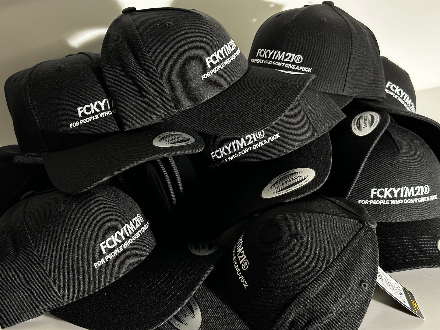 Premium Black Cap Baseball Style White FCKYIM21 Logo