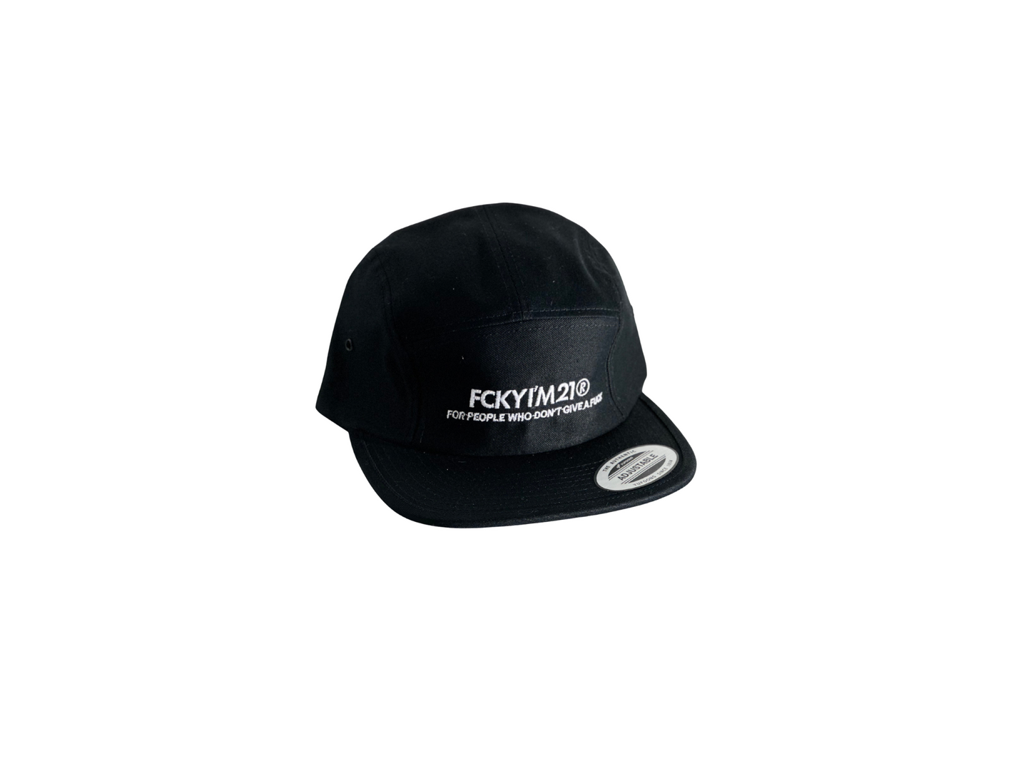 Premium Black Cap Jockey Style White FCKYIM21 Logo
