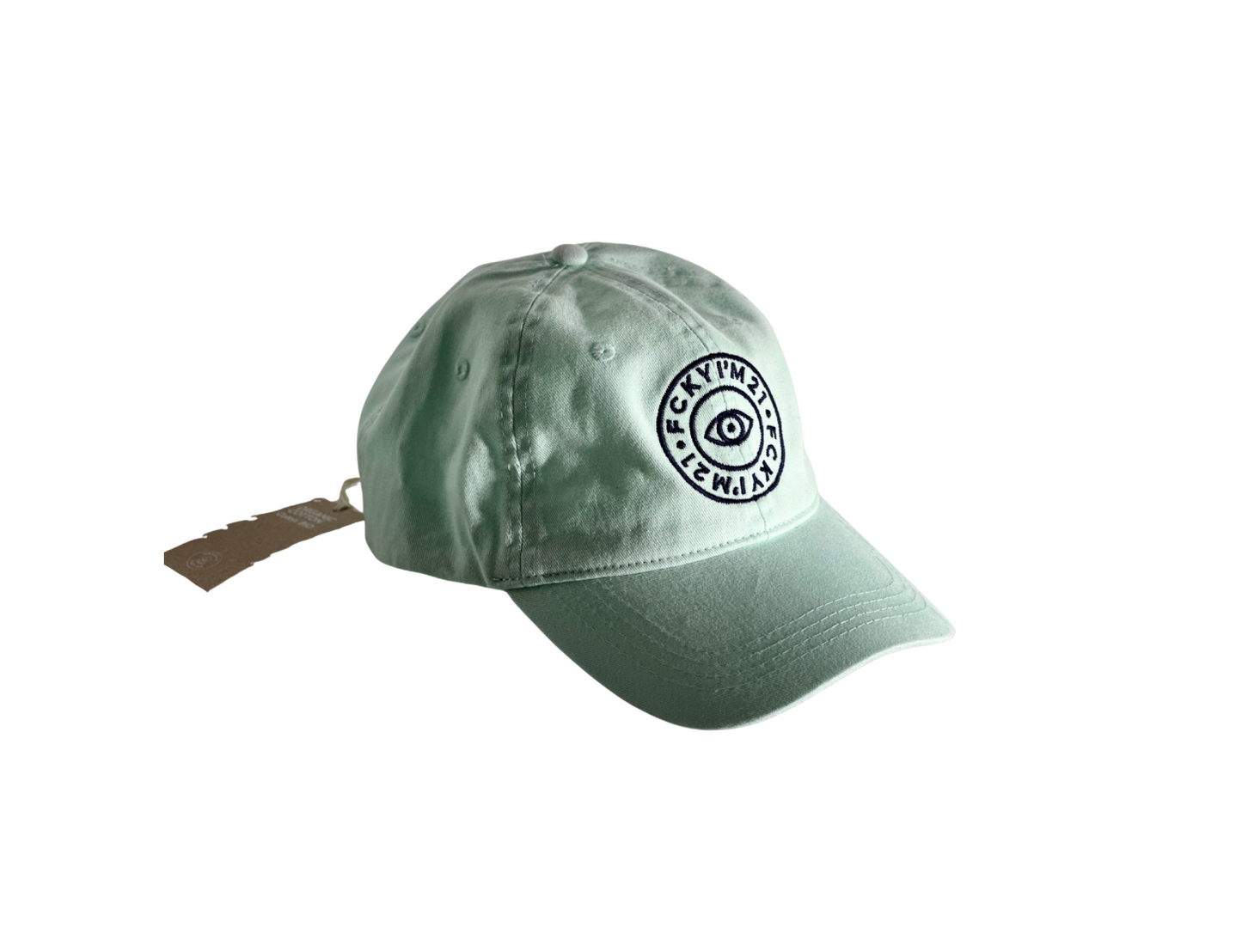 Premium Soft Light Green Cap Baseball Style Navy Blue ROUND Logo