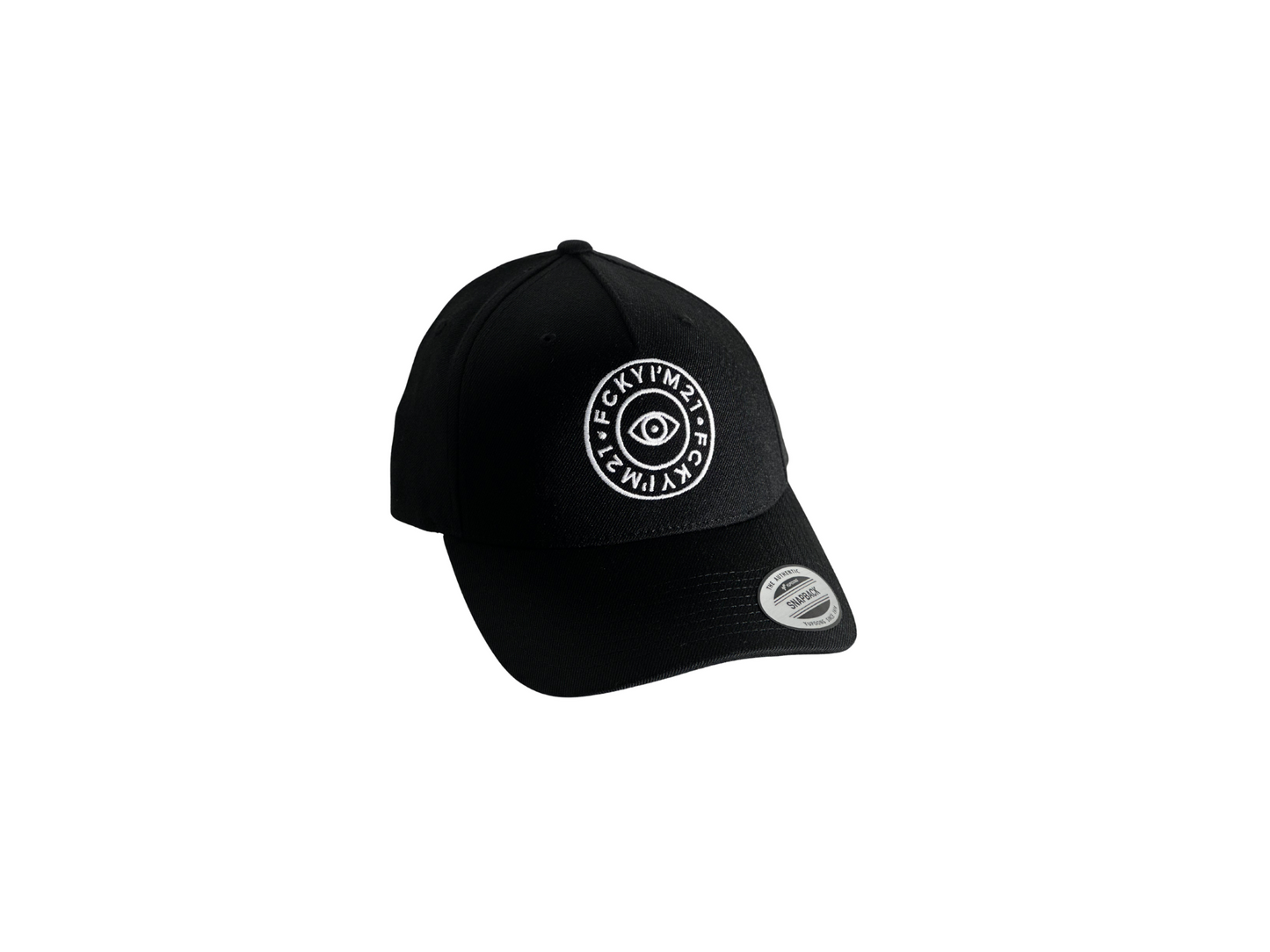 Premium Black Cap Baseball Style White ROUND Logo