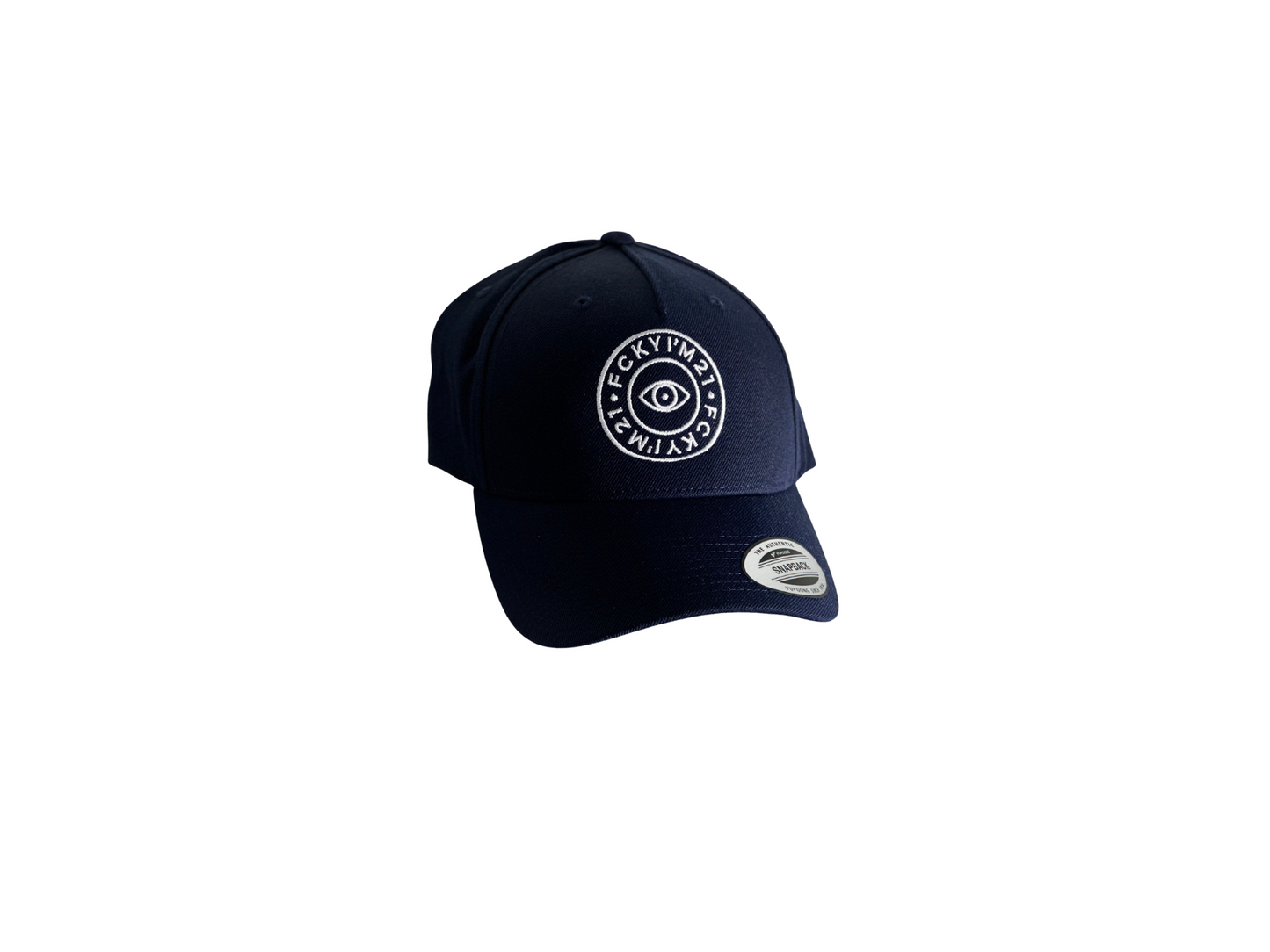 Premium Navy Cap Baseball Style White ROUND Logo