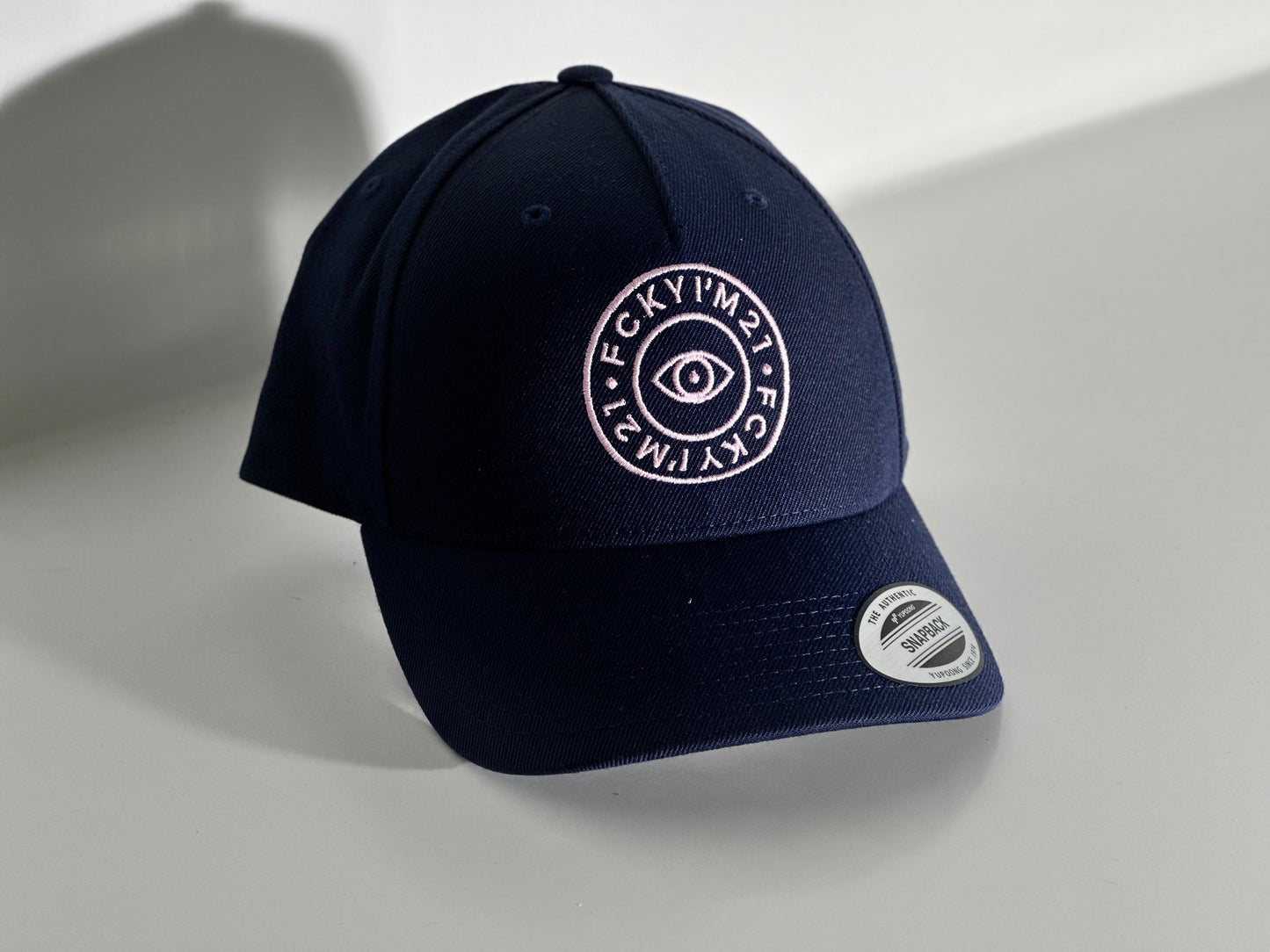 Gorra Azul Marino Premium Estilo Baseball Logotipo REDONDO Rosa