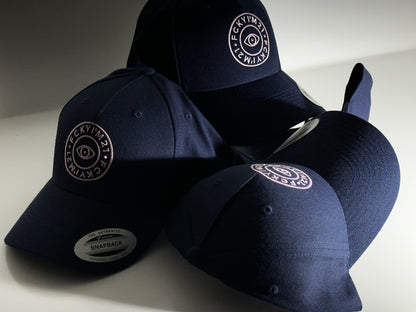 Gorra Azul Marino Premium Estilo Baseball Logotipo REDONDO Rosa