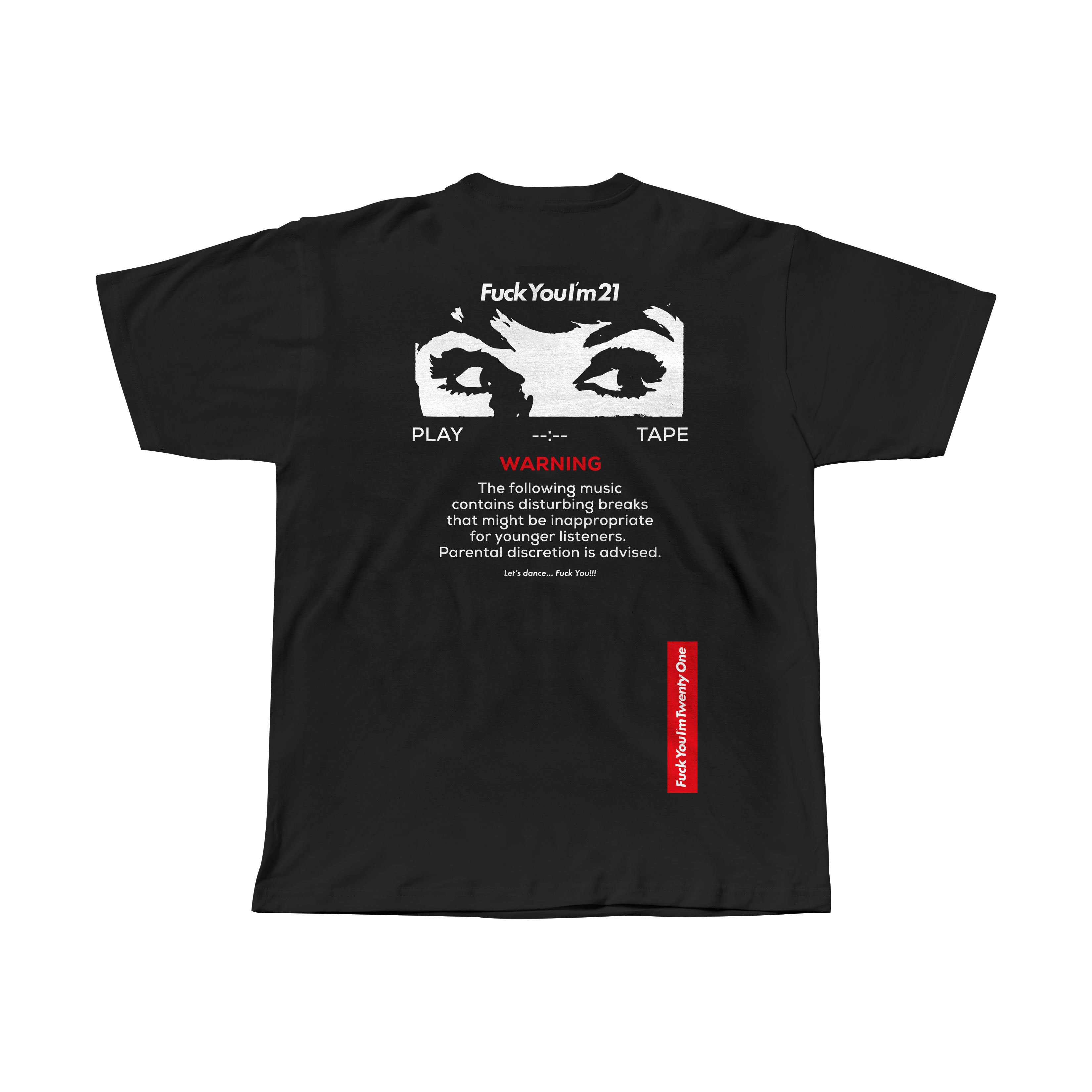 GASOLINE WARNING BLACK COTTON TEE CLASSIC FIT FCKYIM21